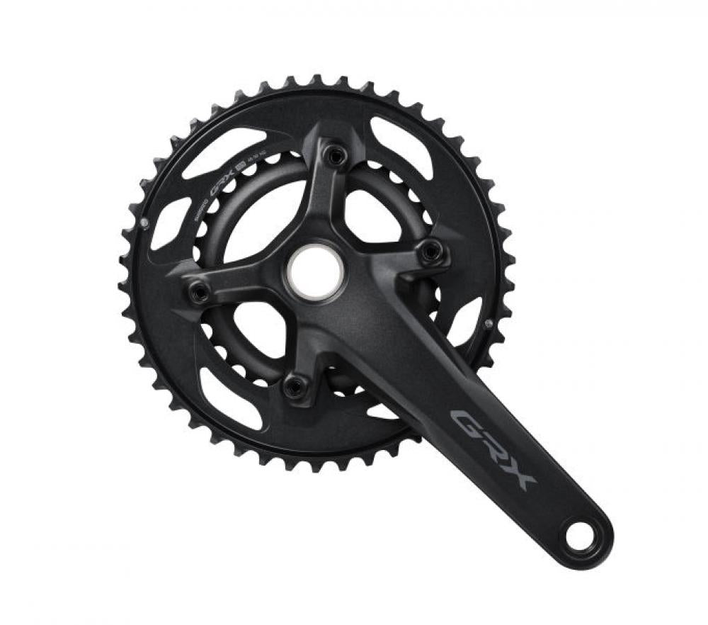 Shimano GRX FC-RX610-2 Kurbelgarnitur 2-fach 170 mm in Schwarz für Gravelbikes.