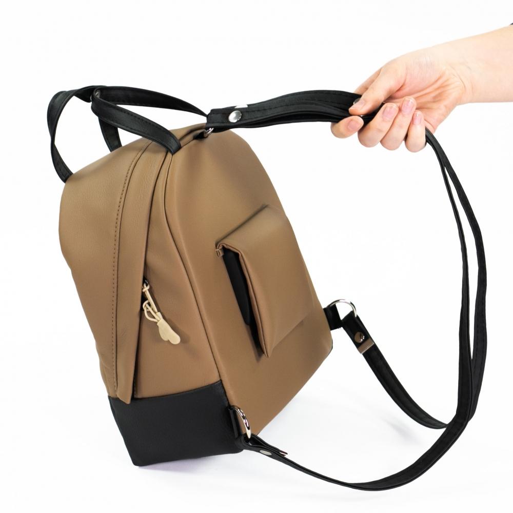 Haberland Rucksack-Lenkertasche Bella hellbr./sw beige - flexible Lenkertasche & Rucksack