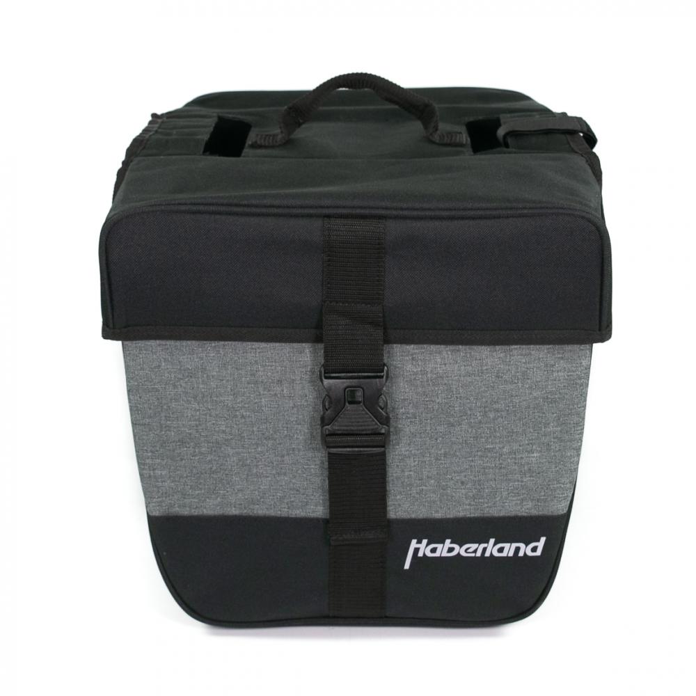 Haberland Doppeltasche schwarz/grau 25l, praktische Fahrrad-Gepäckträgertasche für Alltag und Tour.