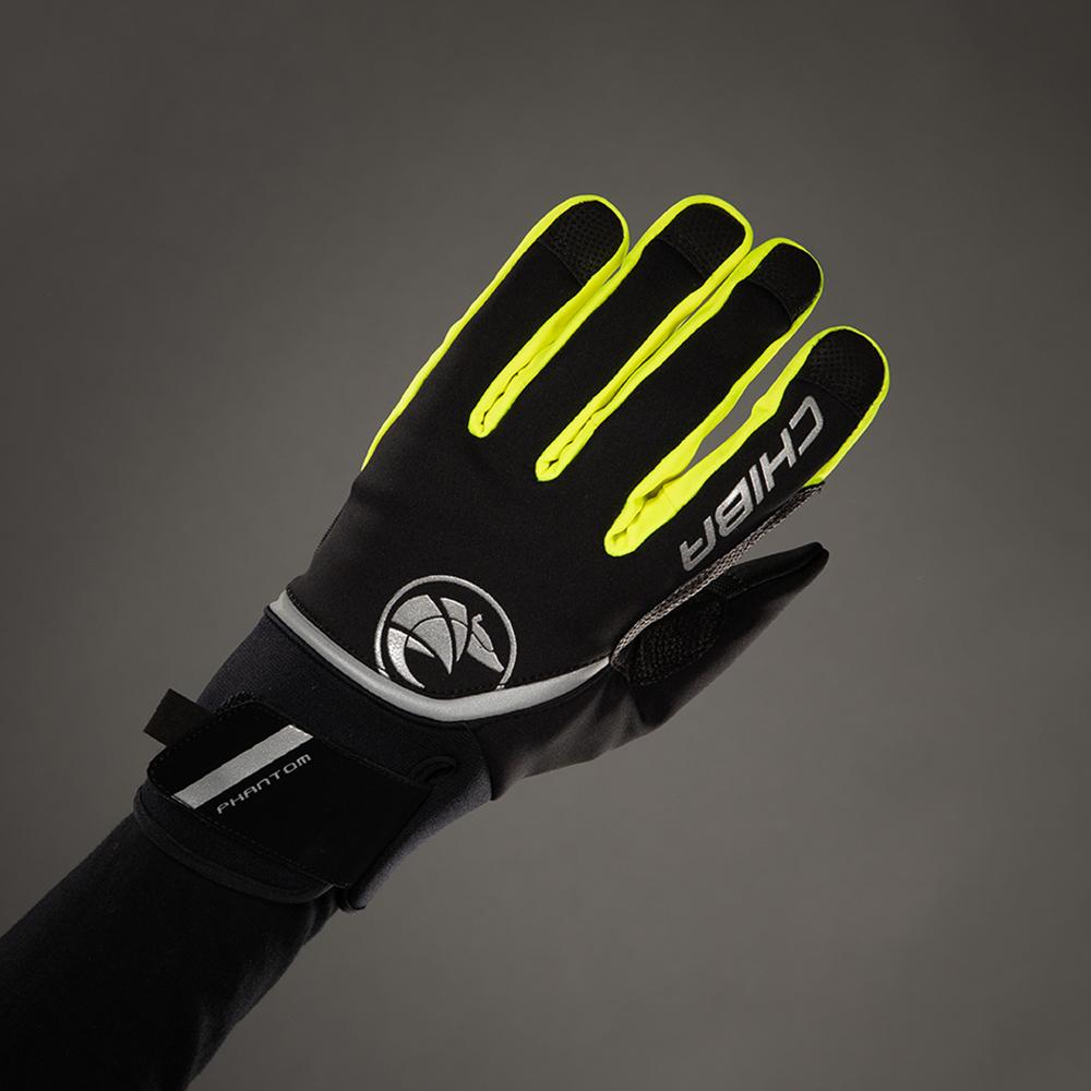 CHIBA Phantom - Radhandschuhe XS schwarz/neongelb, winddicht & touchfähig