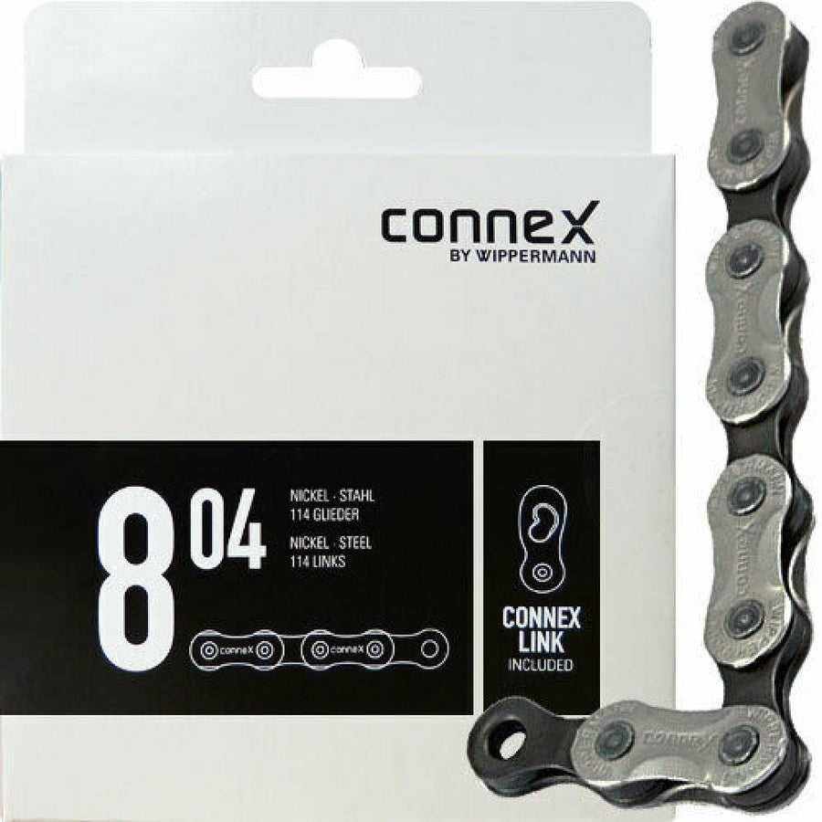 Connex Wippermann 804 Nickel-Stahl Fahrradkette, 114 Glieder, 6/7/8-fach, mit Connex Link.
