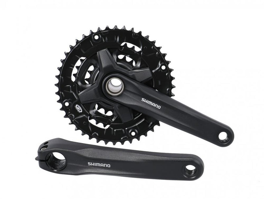 Schwarze Shimano FC-MT2103 3-fach Kettenradgarnitur 22/32/44 Zähne 175 mm für 9-fach Fahrradschaltungen.
