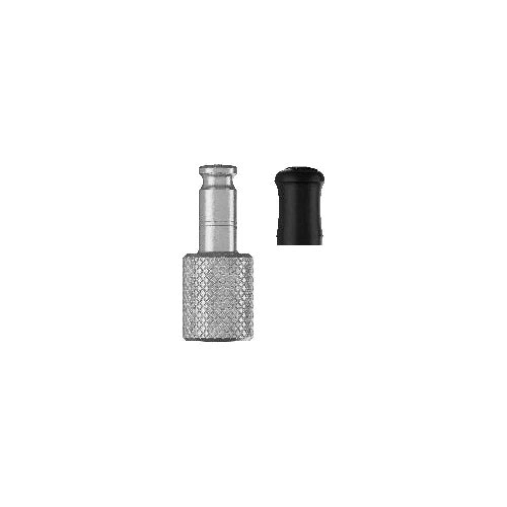 Schwalbe CLIK VALVE AV-SCV Adapter Kit mit silbernem Adapter und schwarzer Kappe für Ventilumbau.