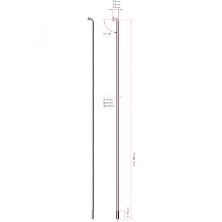 DT Swiss Speiche Champion 2.0 VE100 silber 222 mm - robuste J-Bend-Speiche für Straße & MTB