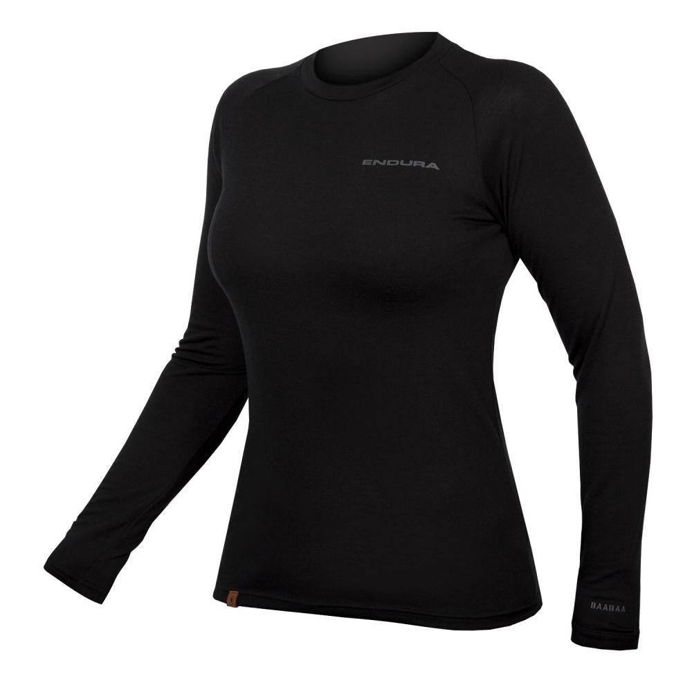 Endura Damen BaaBaa Blend Baselayer langarm schwarz XS - Merino Funktionsshirt, atmungsaktiv, schnelltrocknend, geruchshemmend, natürliche Isolierung
