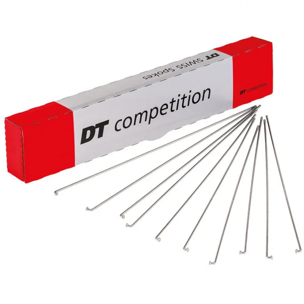 DT Swiss Competition 2.0/1.8 256mm silberne Fahrradspeichen, robuste Allround-Speichen aus dem Karton