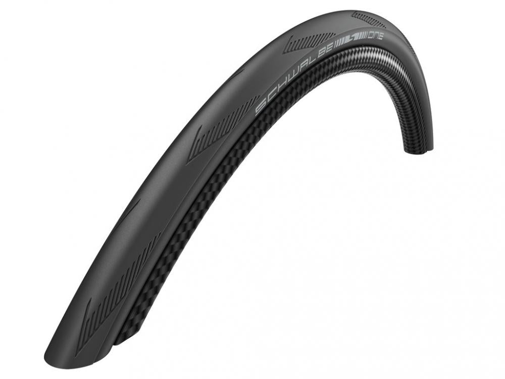 Schwarzer Schwalbe ONE Faltreifen 700x28C, ADDIX RaceGuard Performance Line TLE E-25 Fahrradreifen.