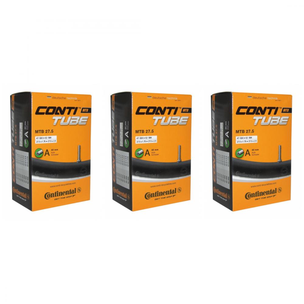 Continental 3er Set MTB Schlauch, 27.5x1.75-2.40 Zoll, AV 40mm, für 47-62mm Reifen, robustes Butyl, pannensicher, top Qualität für Mountainbikes