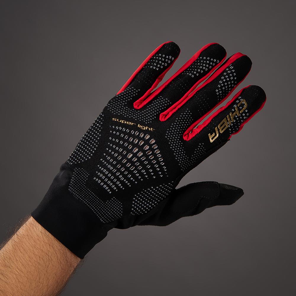 CHIBA Superlight - Radhandschuhe schwarz/rot, Größe M, atmungsaktiv & leicht