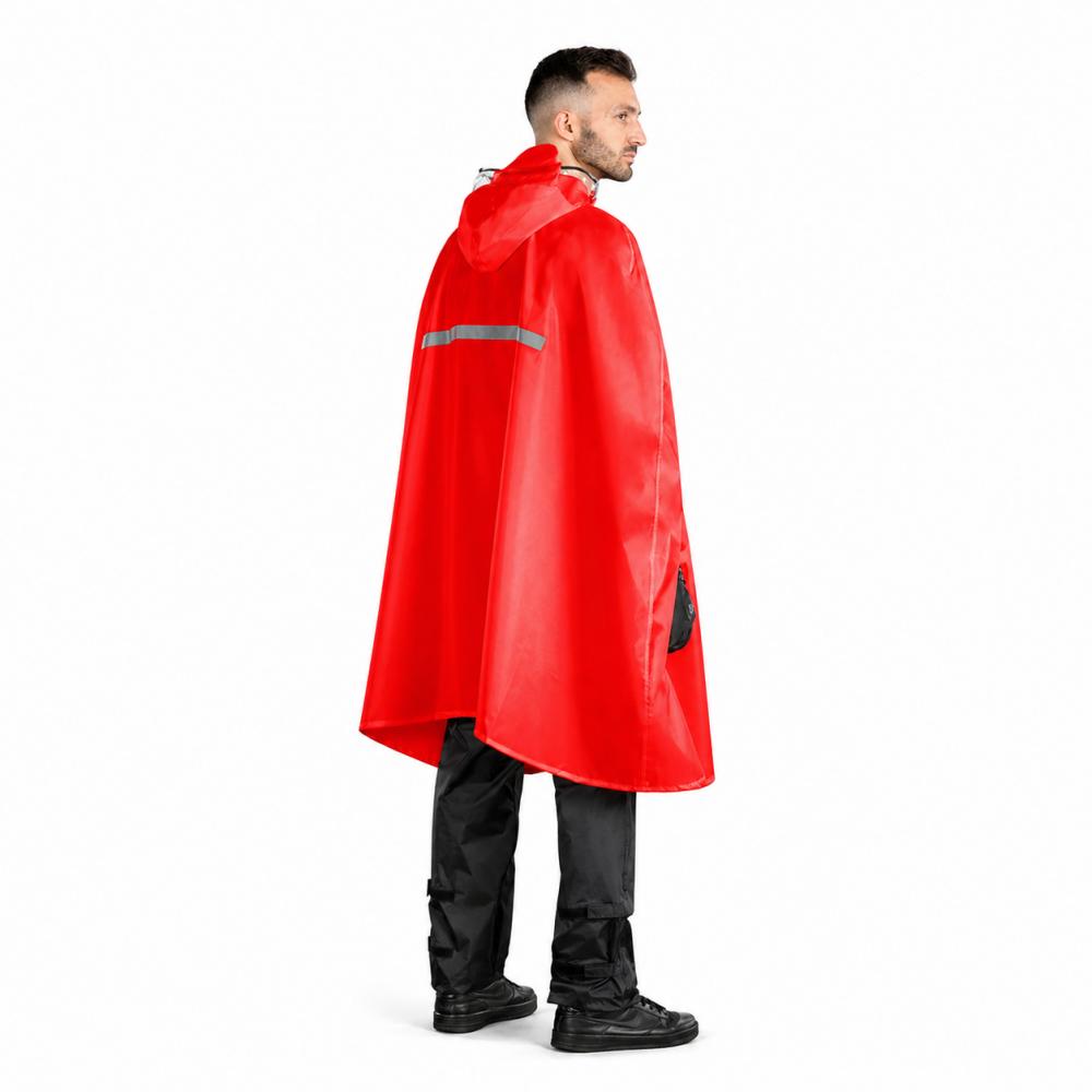 CHIBA Regenponcho - XL/XXL, wasserdicht, winddicht, reflektierend, rot
