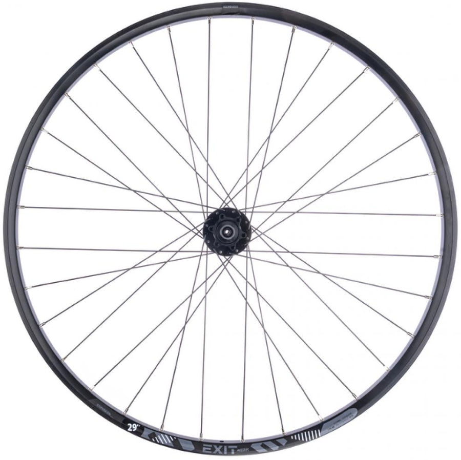 CONTEC Vorderrad "Exit + Eroq"nFelge: CONTEC Hohlkammer "Exit", 28"/29", 23-622, Höhe: 16,2 mm, 32 Loch, SV Ventil, für Scheibenbremse, einfach geöst, max. Systemgewicht 150 kg, geeignet für E-Bikes, schwarz (0.349.817/4)nNabe: CONTEC Vorderradnabe "Eroq"