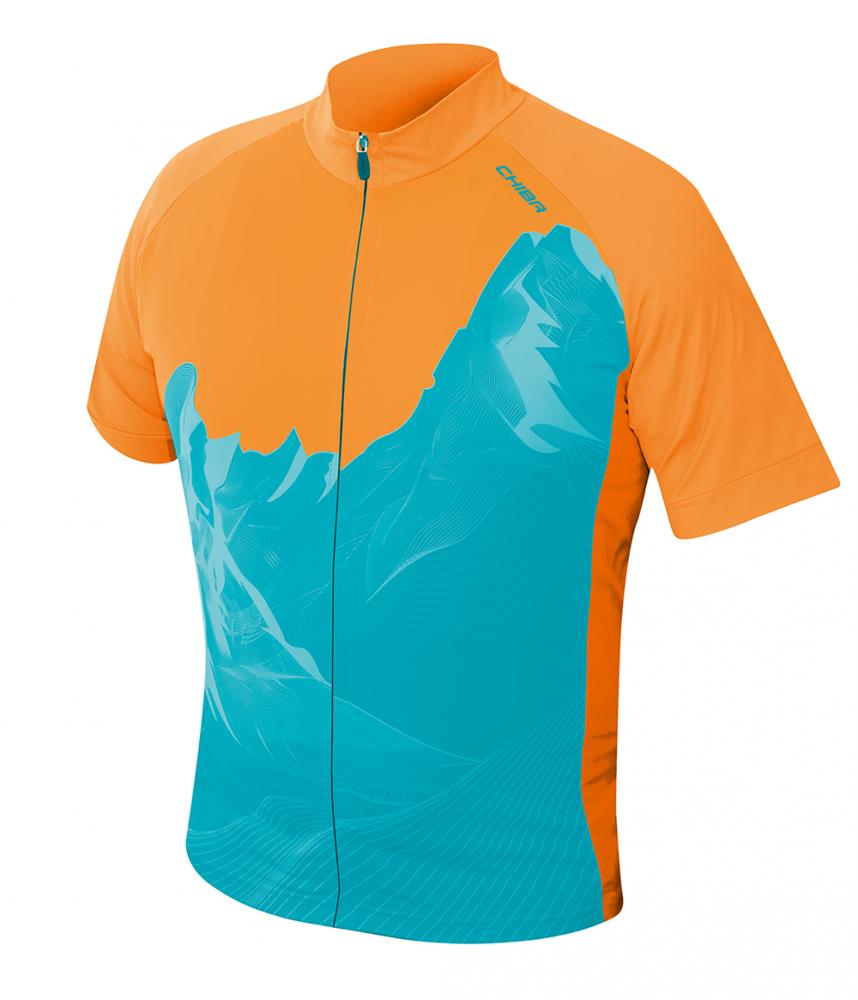 CHIBA Watzmann Shirt Pro - Radtrikot orange, atmungsaktiv, durchgehender Reißverschluss, 3 Rückentaschen