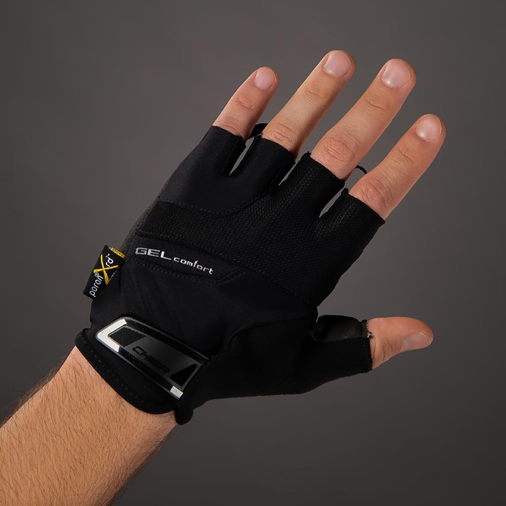 CHIBA Gel Comfort - Radhandschuhe kurzfingrig, schwarz, Größe S, Gelpolsterung