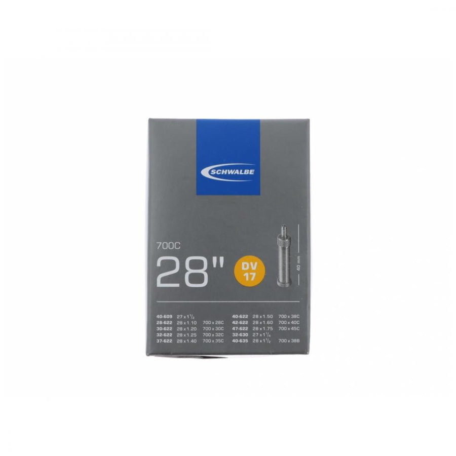 Schwalbe Fahrradschlauch DV17 für 28 Zoll / 700C Reifen, 40mm Ventil, passend für 28x1.10-1.75 Zoll.