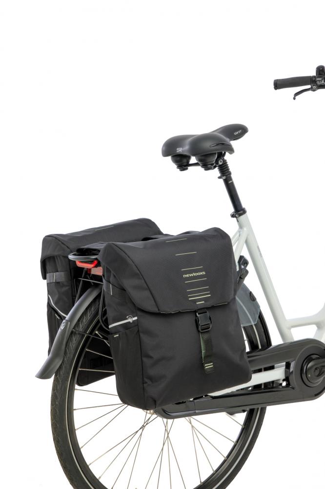 New Looxs Doppelpacktasche Vigo Double Black Green 2x 18 l Black - vielseitiger Gepäckträger-Allrounder