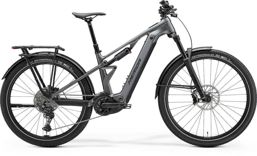 MERIDA ETMO 500 EQ E-SUV Bike Größe M - gunmetal grey-black, Aluminium, Fully 140 Millimeter, Bosch PX 90 Newtonmeter, 600 Wh Akku