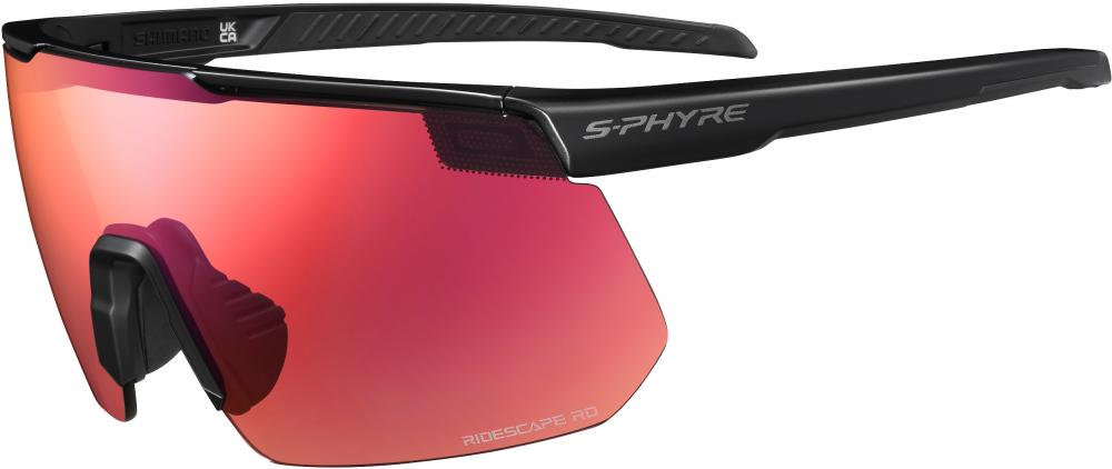 SHIMANO S-PHYRE 2 Fahrrad-Sportbrille mattschwarz mit RIDESCAPE Road Spiegellinse.