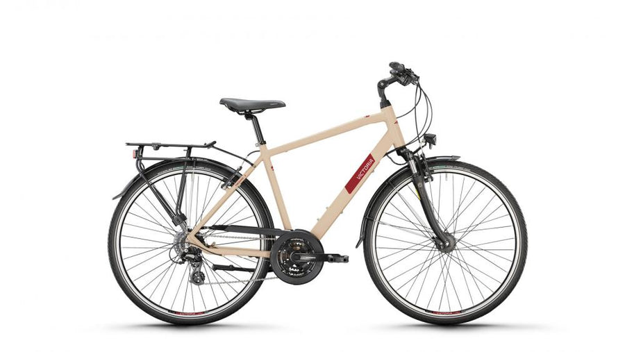 VICTORIA Trekkingrad "TREQANA 2" Mod. 24, Diamant, 28", grey beige matt, 3x8-Gang Microshift "RD-M26L", 51cmnnMit 24 Gängen bietet das Alltagsmodell ausreichend Übersetzungsbandbreite, um auch kleinere Anstiege gut zu meistern.