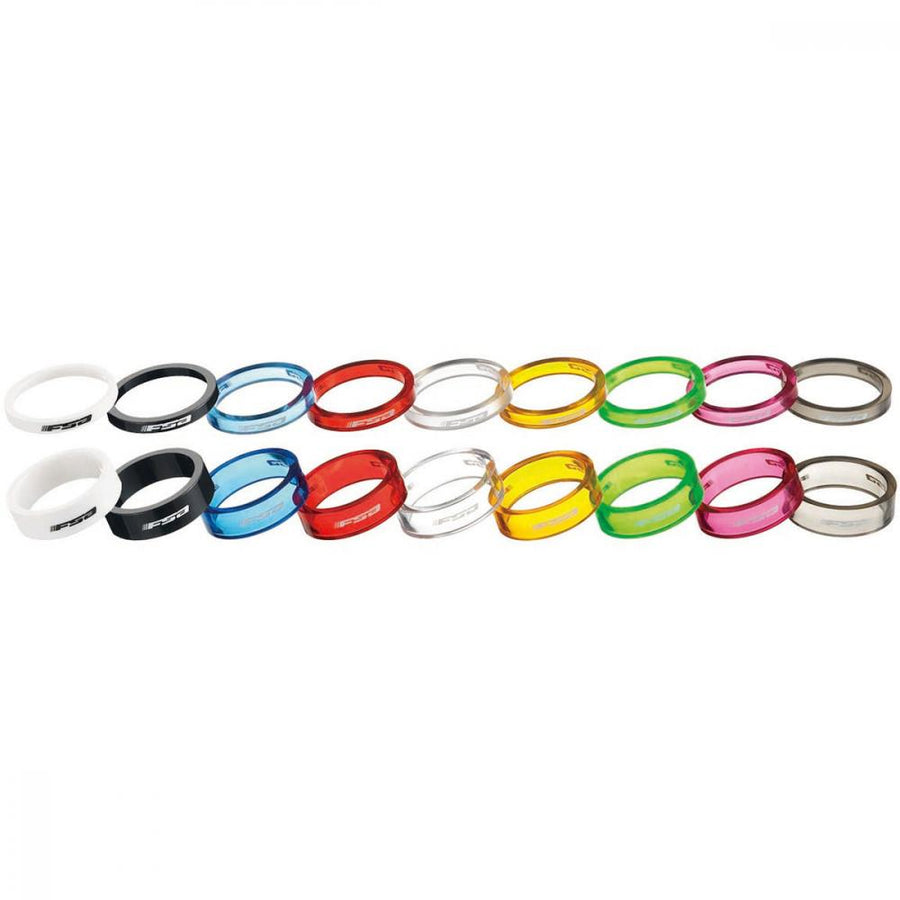 FSA Vorbauspacer-Set Polycarbonat 5 mm x 1 1/8" Transparent - 2g Leichtgewicht
