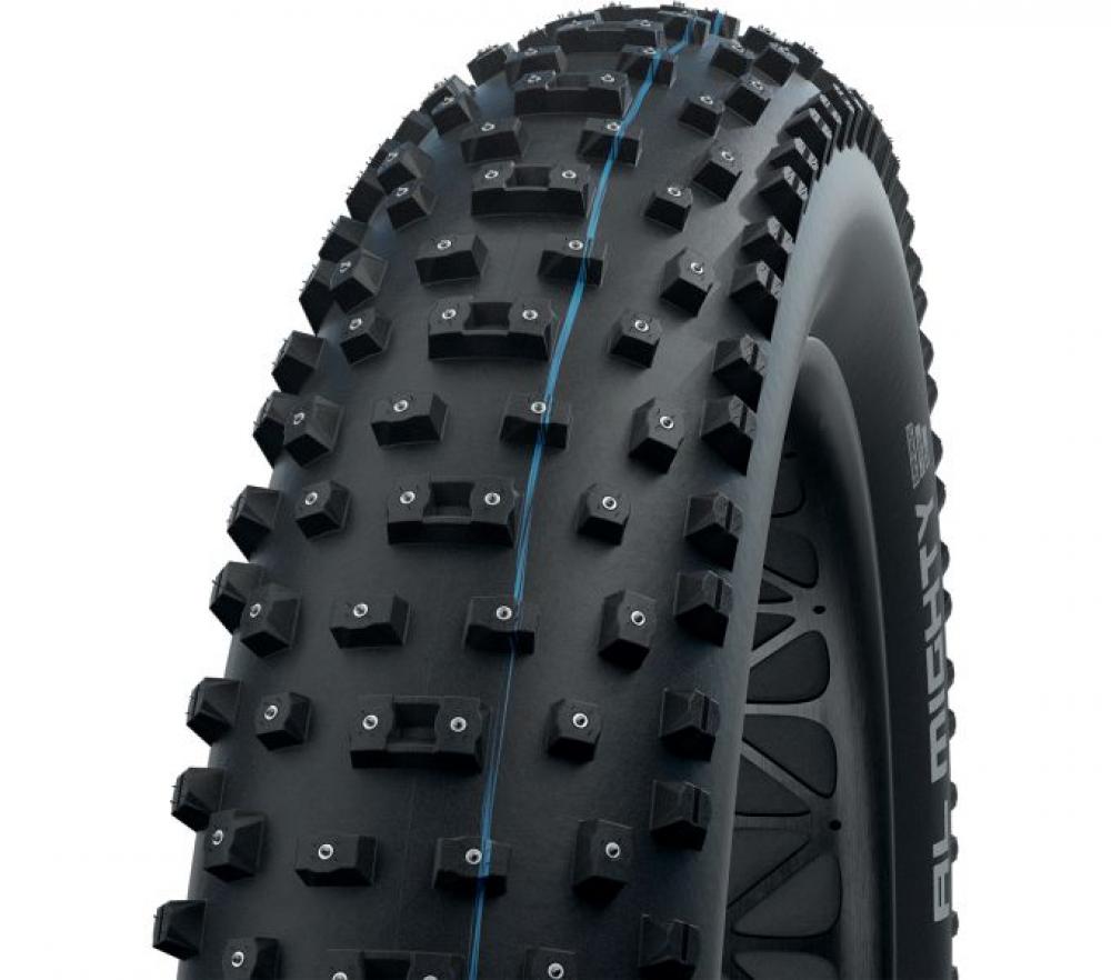 Schwalbe Al Mighty 26x4.80 Spikereifen schwarz, faltbar, für Winter und E-Bikes.