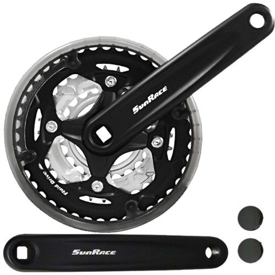 SunRace FCM513 Kurbelsatz 42-34-24 Zähne 152mm 3x7/8-fach Vierkant Schwarz