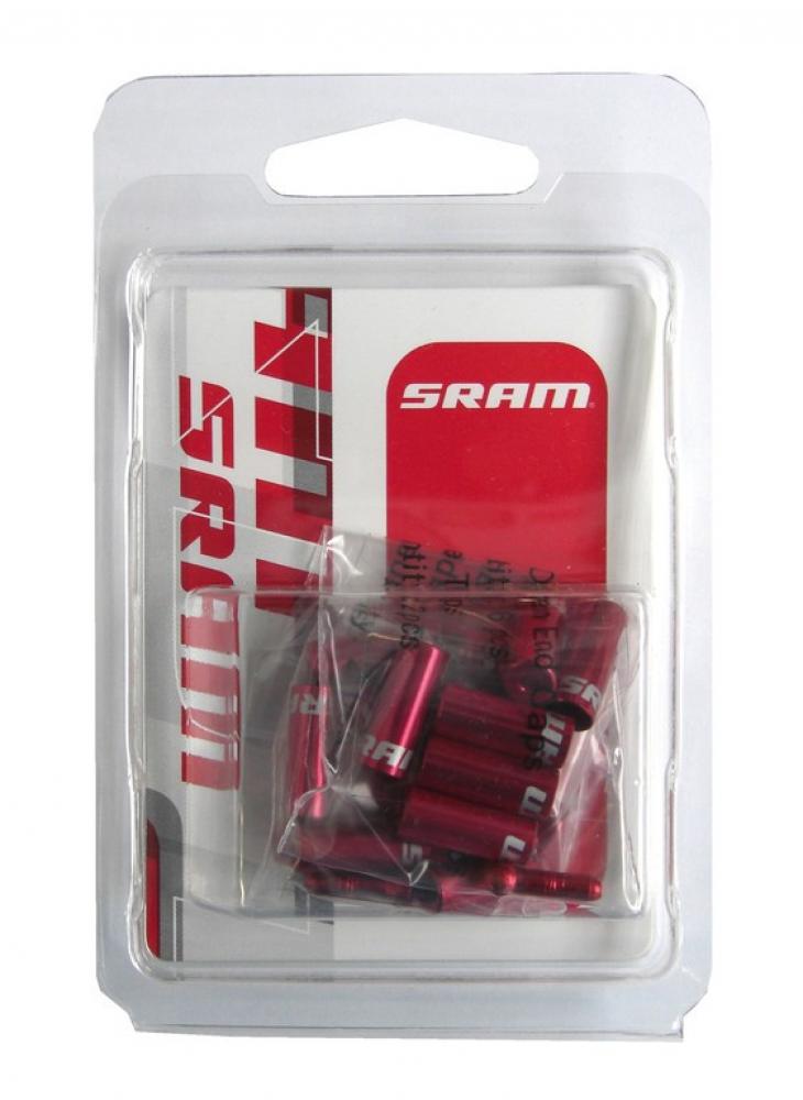 SRAM Kabelenden Kit rot in Blisterverpackung für saubere Zugführung und zuverlässigen Schutz von Fahrradkabeln.