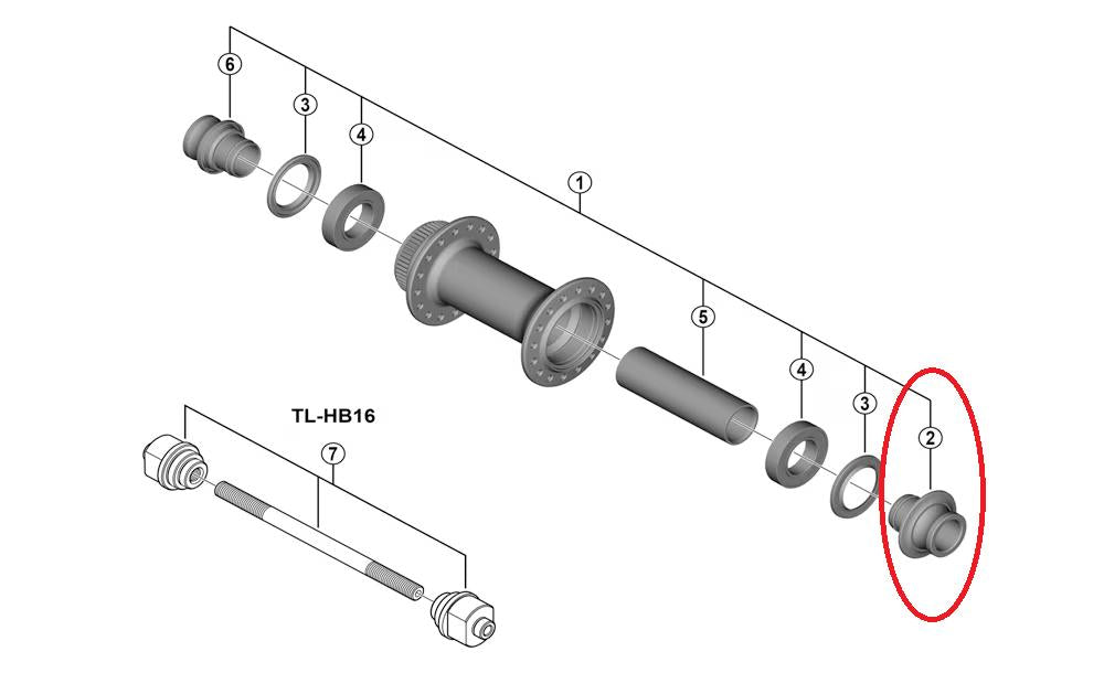 SHIMANO Achskappe HB-TC500-12 rechts 12 - präziser Ersatz für Vorderradnaben