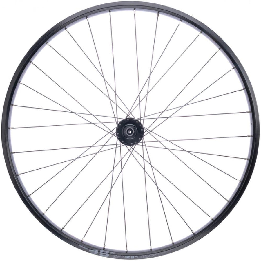 CONTEC Vorderrad "ZEN DISC + EROQ DB"nFelge: CONTEC Hohlkammer "Zen 28 Disc", 28"/29", 25-622, Höhe: 17 mm, 32 Loch, SV Ventil, für Scheibenbremse, keine Ösen, max. Systemgewicht 150 kg, geeignet für E-Bikes, schwarz (0.349.819/3)nNabe: CONTEC Vorderradna
