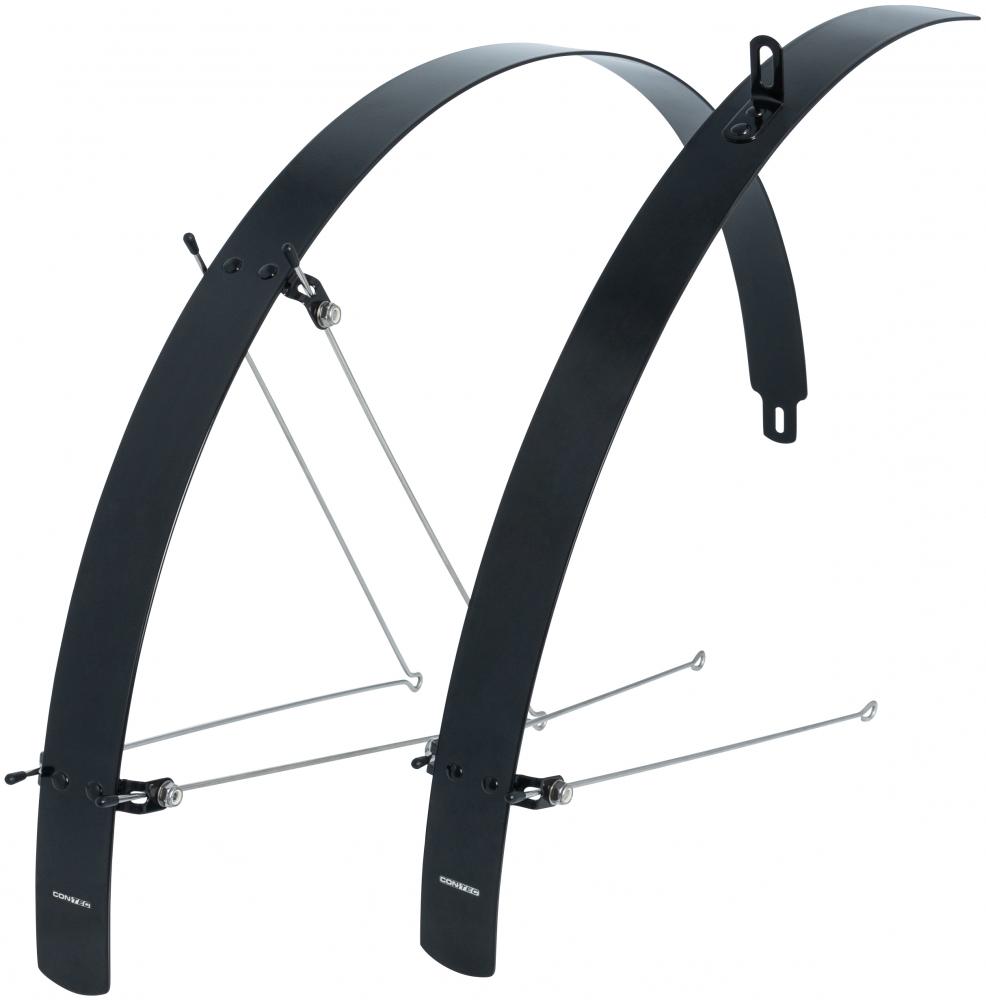 CONTEC Flat Fender Schutzblech-Set 28" Aluminium, 42 mm breit, schwarz, extrem stabil, gradlinig und flach, inklusive Streben