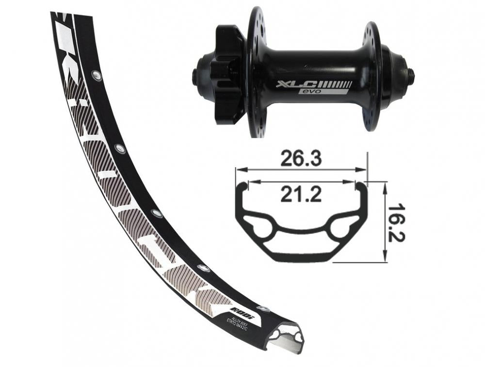 XLC Vorderrad 26x1.9 FW-A06 6-Loch schwarz Schnellspanner 32-Loch