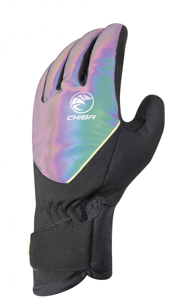 CHIBA Roadmaster Reflex - Radhandschuhe XS, Rainbow reflex/schwarz, winddicht & warm