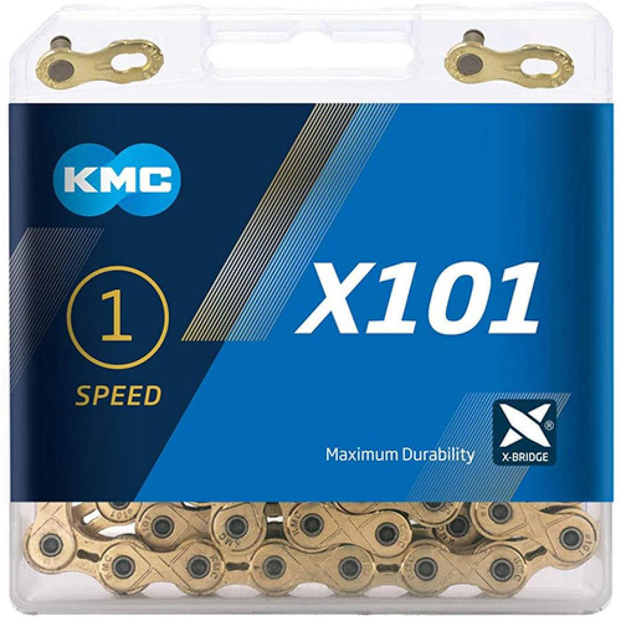 KMC X101 1s Kette 112 Glieder gold - robuste Singlespeed-Kette für Höchstbelastung