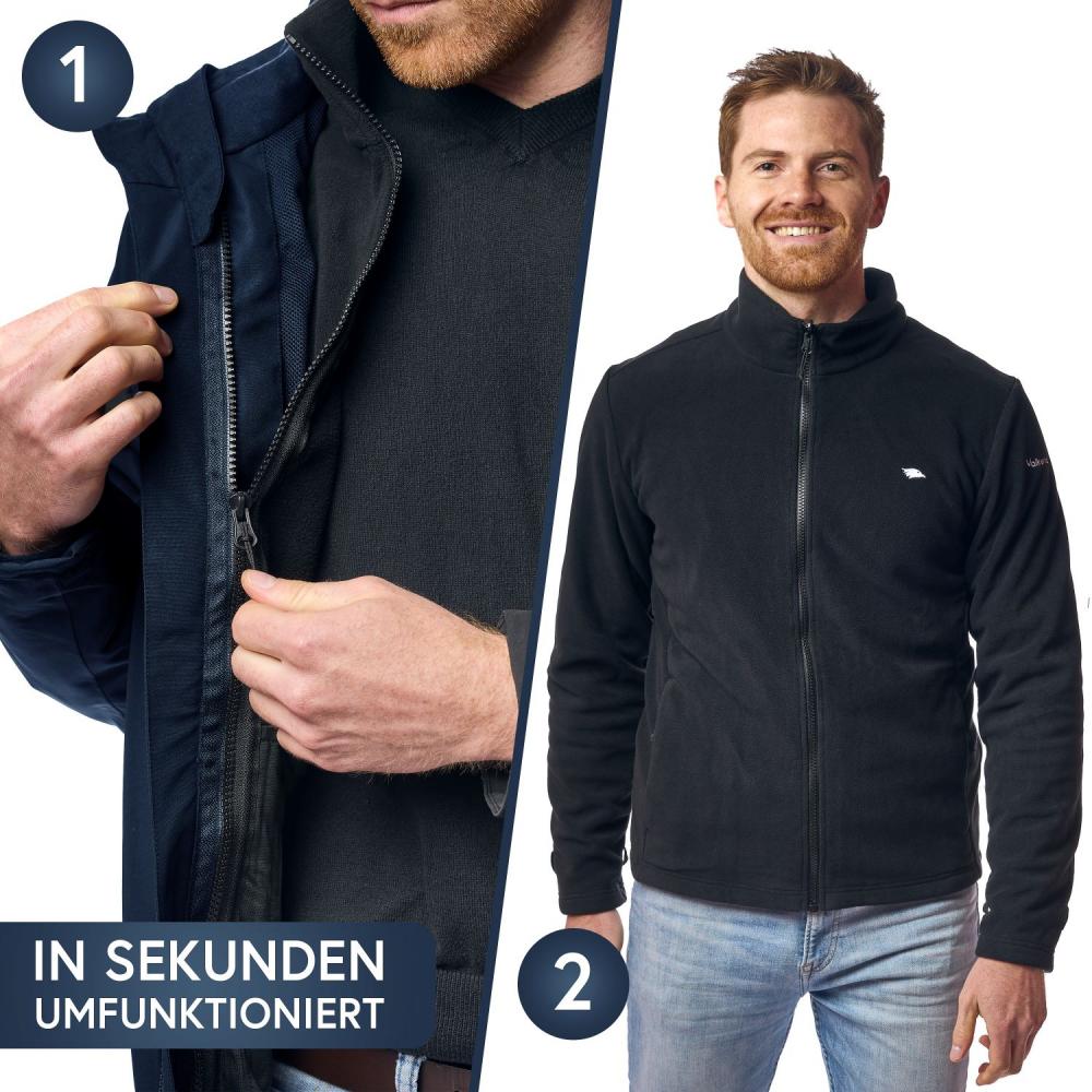 Valkental Jacke 3in1 Smart Jacket wasserdichte Jacke mit Fleece Zipp-In Herren M dunkelblau