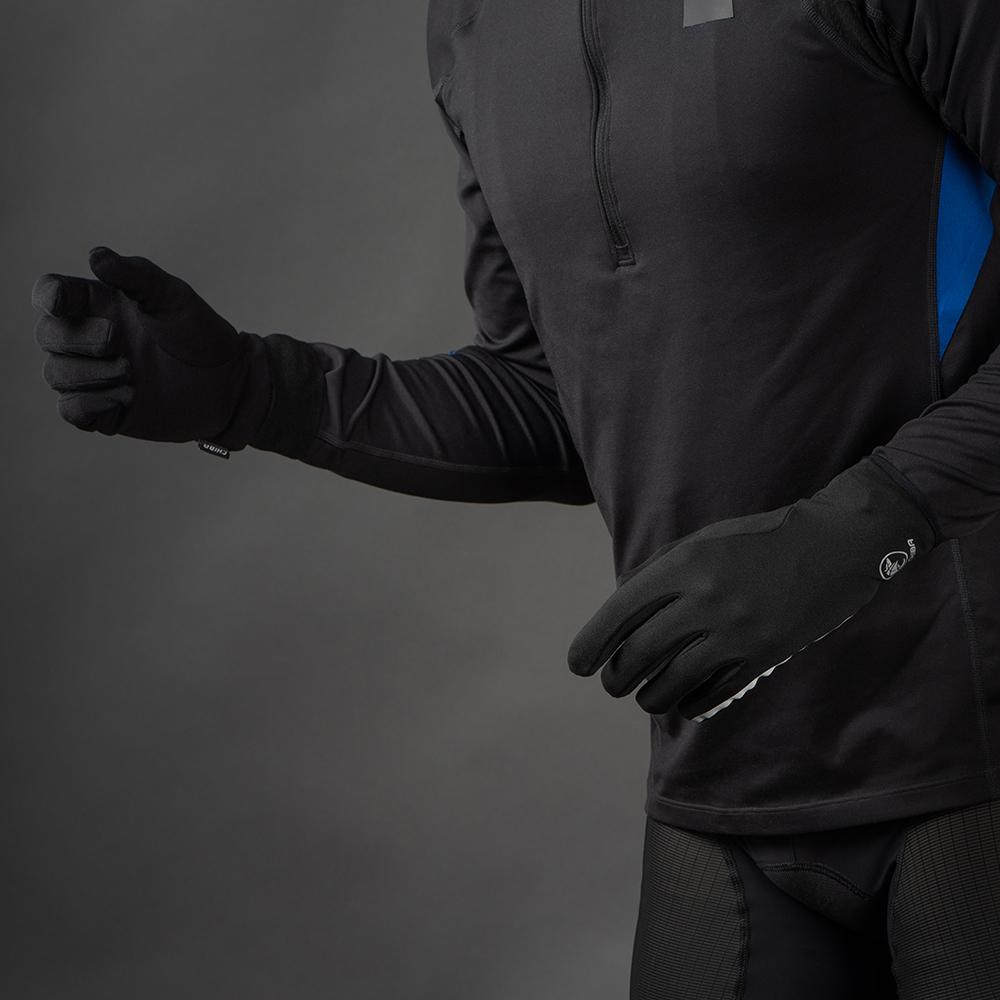 CHIBA New York Marathon - Thermostretch Radhandschuhe schwarz M, Touchfinger, reflektierend