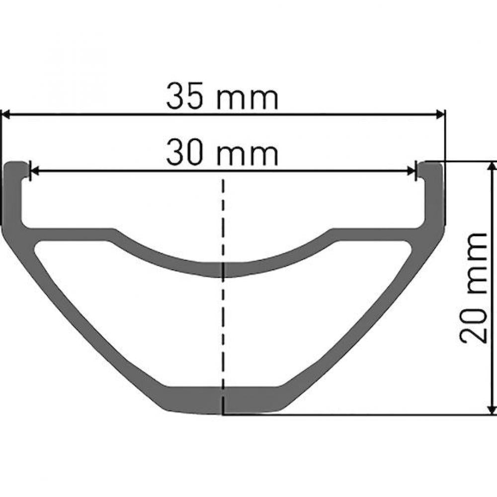 DT Swiss E 532 27,5" Enduro-Felge schwarz, Querschnitt: 35mm außen, 30mm innen, 20mm hoch.