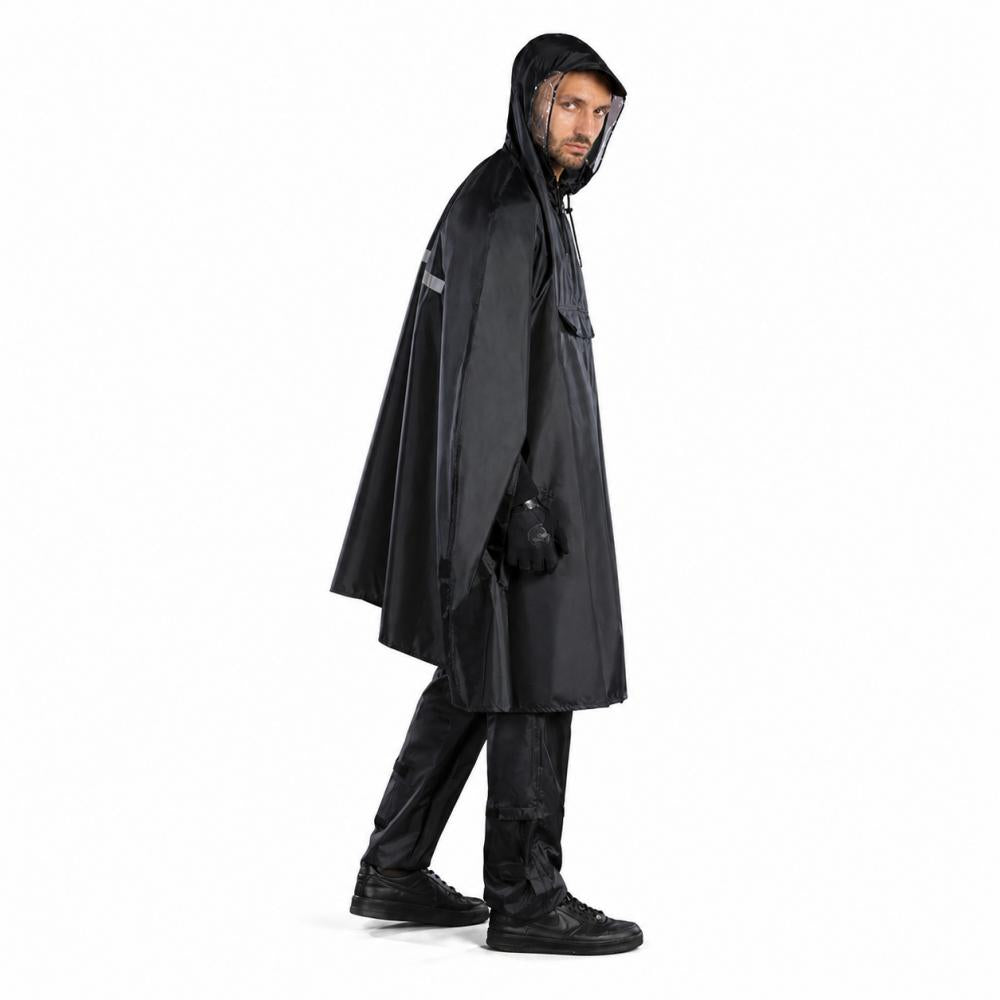 CHIBA Regenponcho - wasserdicht, winddicht, M/L, schwarz, reflektierend