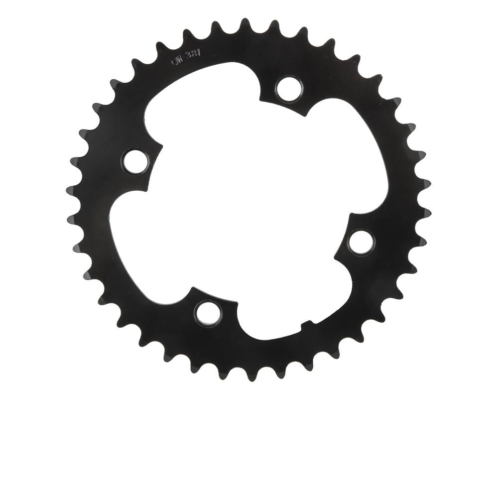 Schwarzes Samox E-Bike Kettenblatt 38 Zähne 104 mm Lochkreis 4-Arm Stahl für Bosch und Brose Antriebe.