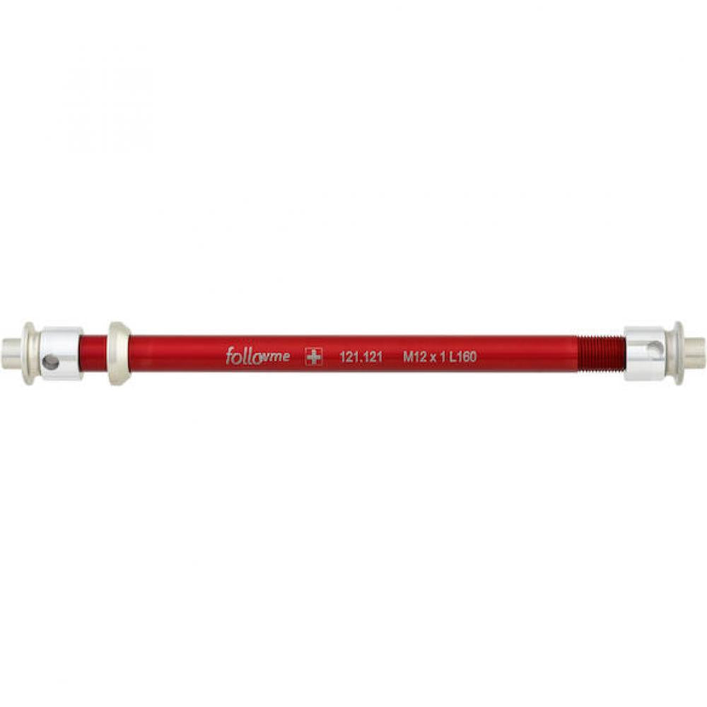 FollowMe Steckachse Zugrad 12 mm Aluminium M12x1,0x160 mm Rot - leichte Steckachse für FollowMe Tandem