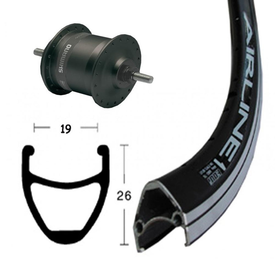 Bike-Parts Laufrad|Vorderrad 28x1.75 Zoll Nabendynamo DH-C3003 schwarz Festachse 36-Loch Rodi Airline 1 schwarz Nirosta-Speichen