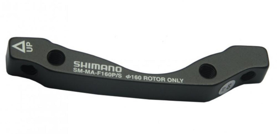 SHIMANO Scheibenbremsadapter SM-MA-F160P/S, schwarz, vorne PM IS für 160mm Bremsscheiben.