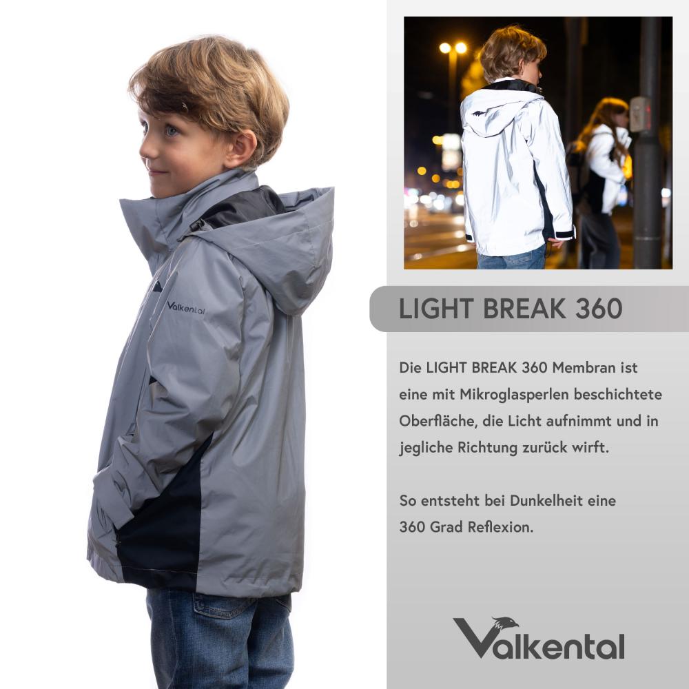 Valkental Kinderjacke 3in1 mit Fleece Zipp-In 128-134 grau