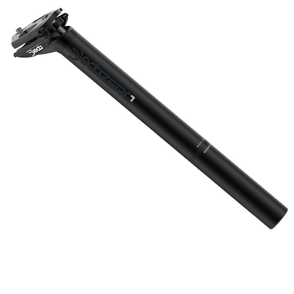 Deda RSx01 Sattelstütze Ø27,2mm 350mm, 6061 Aluminium, 20mm Setback, 295g, schwarz auf schwarz, kompatibel mit internem DI2-Akku