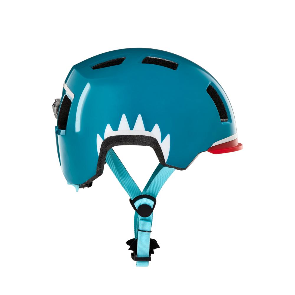 AFFENZAHN Helm Hai Petrol Größe S 45-51cm Kopfumfang mit Sicherheits-Rücklicht