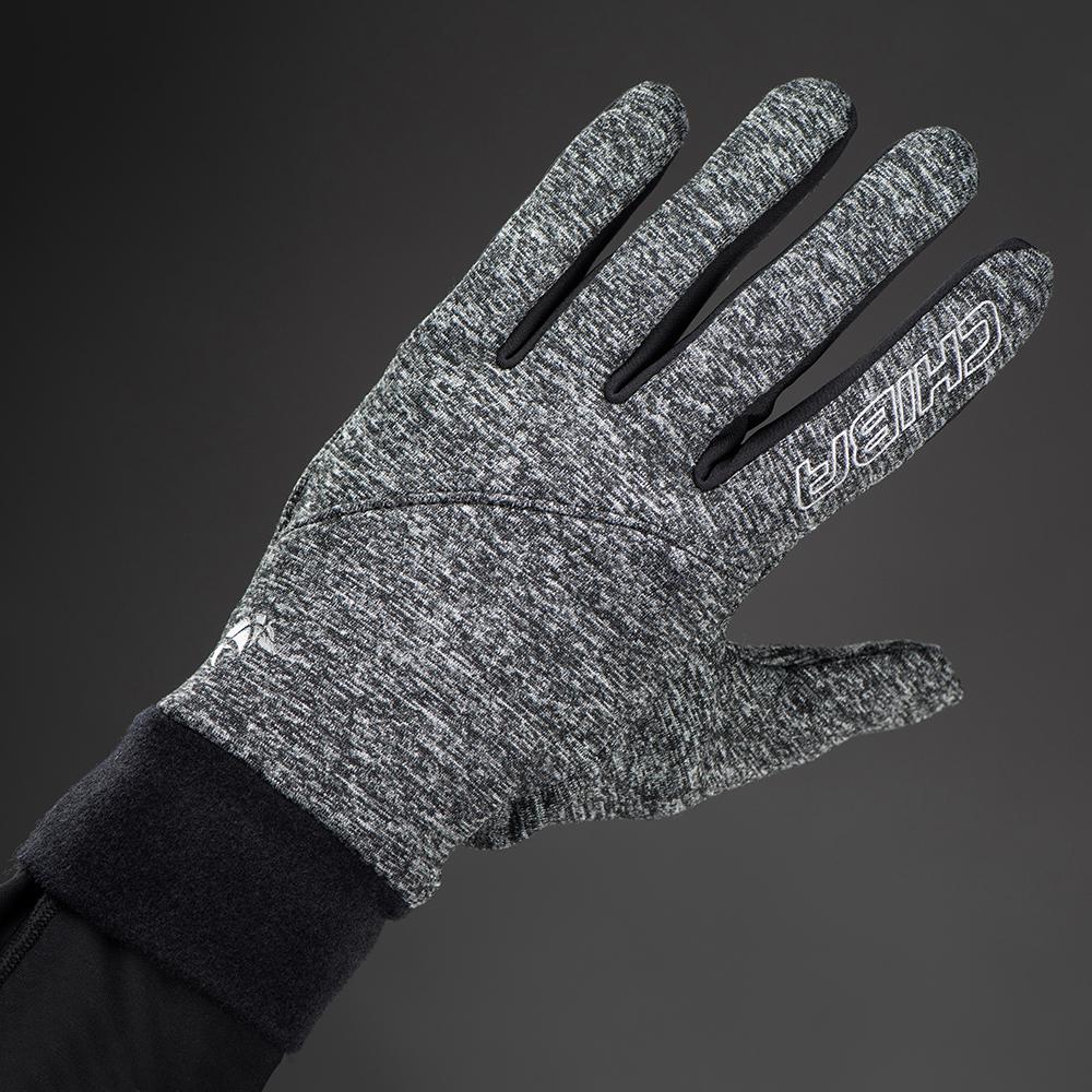 CHIBA Allround Light - Radhandschuhe, Polartec-Fleece, Touchfinger, hellgrau, Gr. M