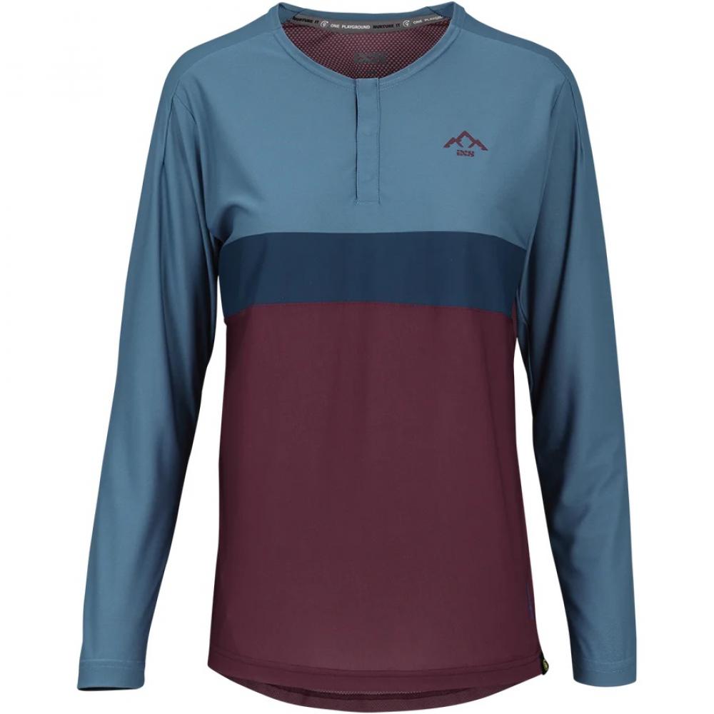 IXS Sports Division iXS Flow XTG Women's Long Sleeve Henley 36 Raisin/Marine - wetterfestes MTB-Funktionsshirt