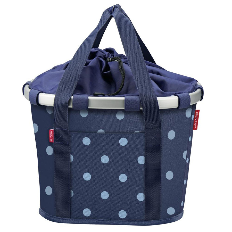 KLICKfix Reisenthel Bikebasket Fahrradkorb Mixeddots blau mit Punkten.