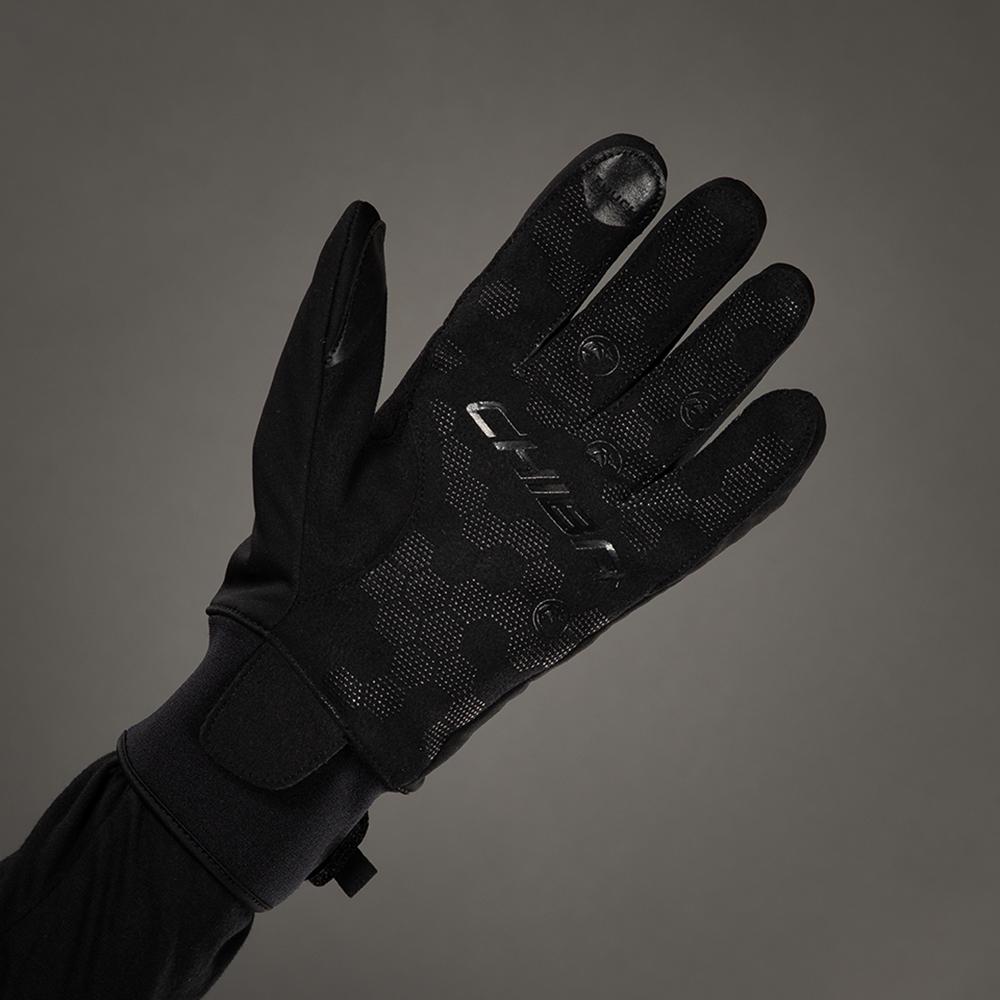 Chiba Classic Winter Fahrradhandschuh Schwarz/Gold Gr. S - winddicht, Thinsulate-gefüttert, Touch-Sensor, Softshell & Mikrofaserhandfläche