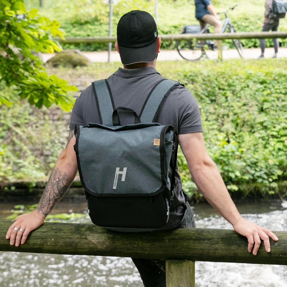 Haberland Sporty Fahrrad Rucksack / Gepäckträgertasche anthrazit - vielseitiger 2-in-1 Allrounder