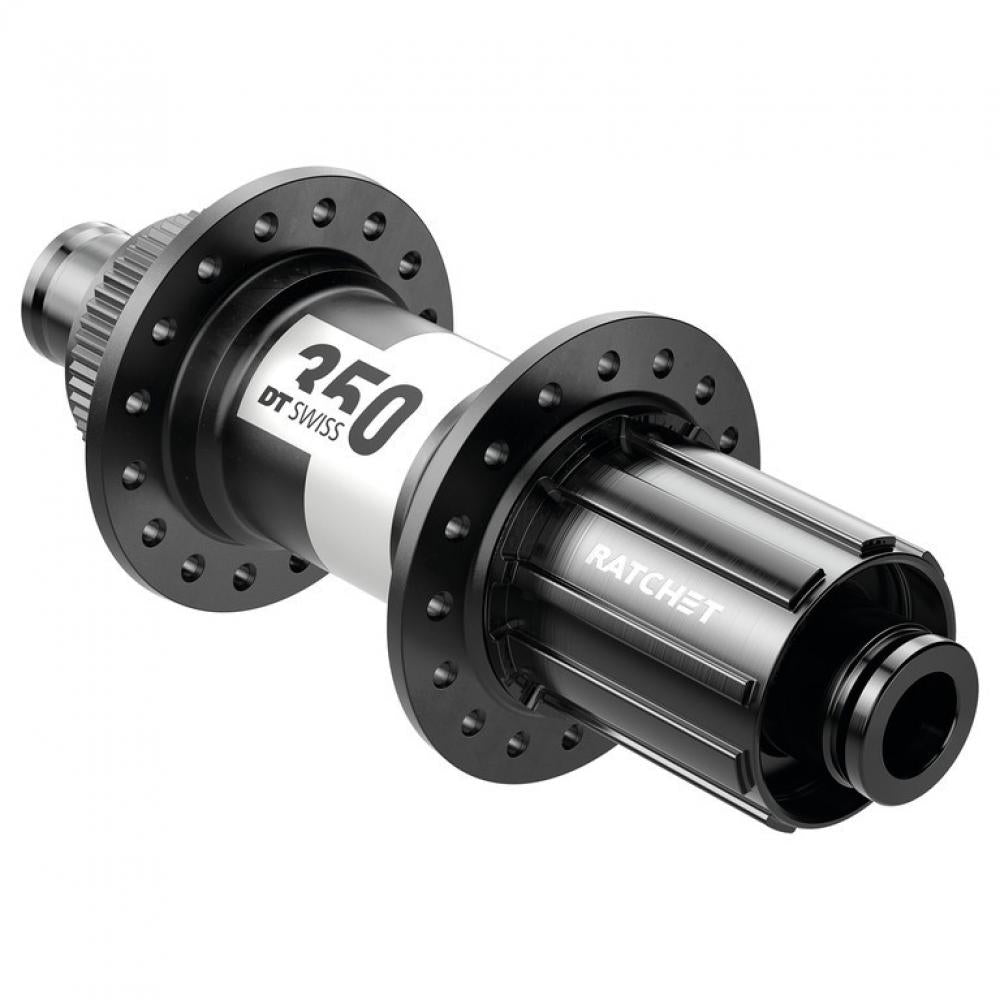 DT Swiss Road Hinterradnabe 350 Classic schwarz mit 24 Loch, Centerlock und Ratchet-System.