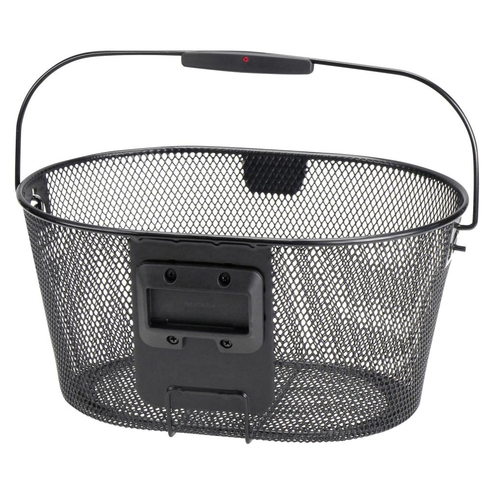 KLICKfix Fahrradkorb oval schwarz, Drahtkorb mit Lenkeradapter und Tragegriff.